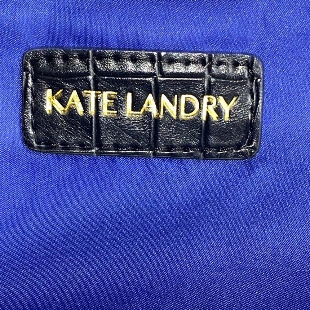 KATE LANDRY Elegant Black FAUX‎ Crocodile-Embossed Handbag. GOLD CHAIN ACCENT